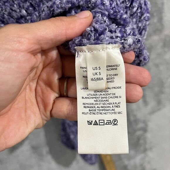 Free People BFF Pullover Sweater Purple Grape Plush Cowl Neck Boxy Oversized Sm - Picture 9 of 13